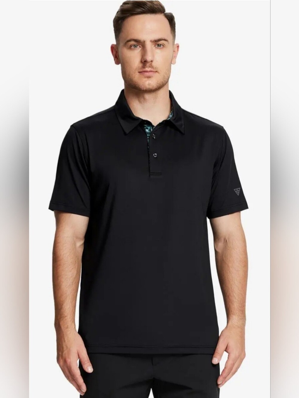 Maelreg Mens Size Large Black UPF 30+ Classic Solid Performance Polo